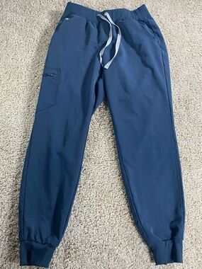 FIGS Small Zamora Tech Joggers Scrub Blue Bottom Pants Women